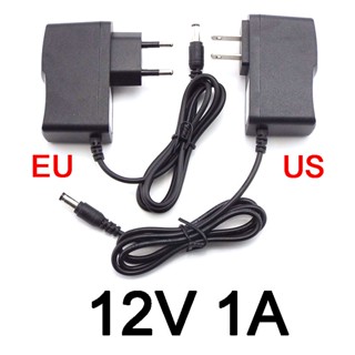 อะแดปเตอร์ปลั๊กแปลงพาวเวอร์ซัพพลาย 12V 1A 1000ma AC 100-240V DC สําหรับแถบไฟ led ที่ชาร์จกล้องวงจรปิด 5.5 มม. X2.5 มม. ปลั๊ก US EU