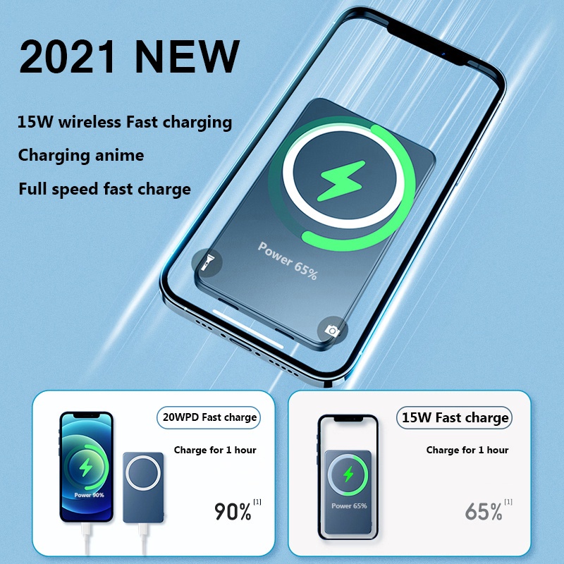 พาวเวอร์แบงค์แม่เหล็ก 10000mAh 20W ชาร์จเร็ว สําหรับ Macsafe Powerbank iPhone 14 13 12 Series 13 Pro Max Mini #8