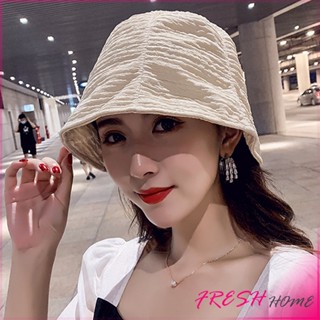 Fashion พร้อมส่งจากไทย หมวกบัคเก็ต ลายผ้าย่น ดีไซญี่ปุ่นออกแบบ หมวกแฟชั่น  Bucket Hats