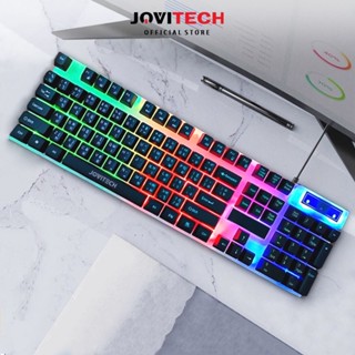 ชุดแป้นพิมพ์และเมาส์ Jovitech พร้อมไฟ LED สีรุ้ง 4 ดวง แป้นพิมพ์ภาษาไทย/ภาษาไทย  มีไฟ Rainbow light