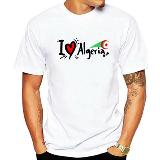 เสื้อยืดผ้าฝ้ายพิมพ์ลายขายดี เสื้อยืด พิมพ์ลาย I Love Algeria Travel สําหรับผู้ชาย