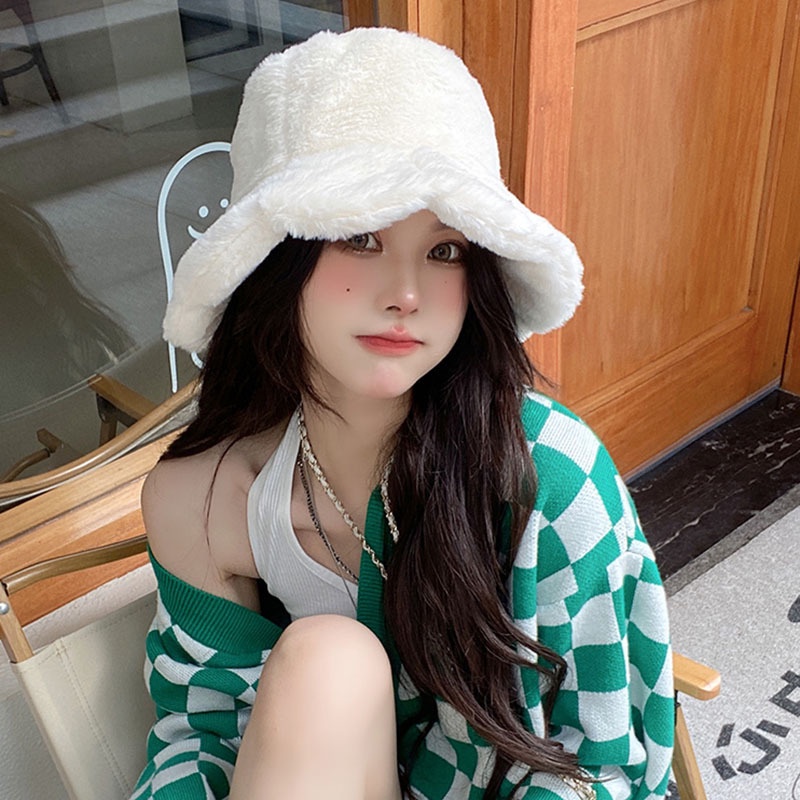 หมวกปีกกว้าง ผ้ากํามะหยี่ขนนิ่ม แบบหนา ให้ความอบอุ่น กันลม เหมาะกับใส่กลางแจ้ง สไตล์ชาวประมง แฟชั่นสําหรับสตรี