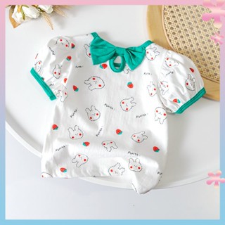 Girls cute T-shirt summer new casual thin Strawberry Rabbit short-sleeved bow top womens treasure bottoming shirt 3