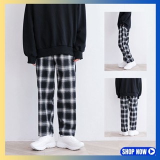 Mens  Pants Plaid Pants Legging Pants Black and White