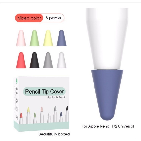 เคสซิลิโคน แบบนิ่ม สีพื้น สําหรับ Apple pencil 1/pencil 2 1st Gen 2nd Gen 2 8 ชิ้น
