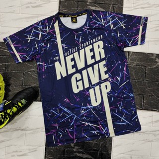 💥NEW!! เสื้อวิ่ง NEVER GIVE UP ผ้าเม็ดข้าวสารเกรดพรีเมี่ยม  (No.D-1001)