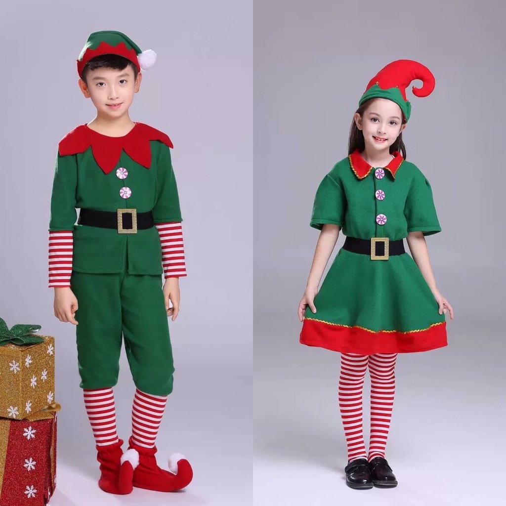 ชุดคริสต์มาส ชุดคริสมาสต์เด็ก ชุดแซนต้า ชุดแฟนซีเด็ก ชุดแฟนซี สีเขียวแดง ชุดเอลฟ์ สีเขียว ชาย-หญิง