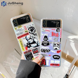 Jusheng เคสโทรศัพท์มือถือแฟชั่น ลาย Star Wars + กระดาษแยม สําหรับ Samsung Z Flip5 Z Flip4 Z Flip3