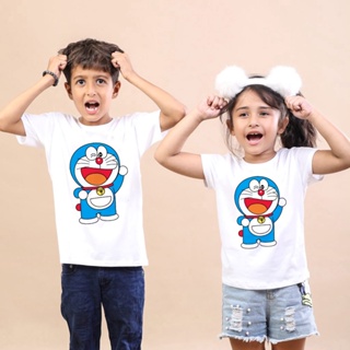 เสื้อยืด พิมพ์ลายกราฟฟิค Doraemon น่ารัก แฟชั่นฤดูร้อน สําหรับเด็กผู้ชาย และเด็กผู้หญิง