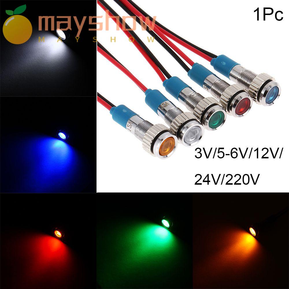 MAYSHOW 1Pc Car Truck Boat LED Metal Indicator Light Red Yellow Blue Green White 6mm Signal Lamp Wat