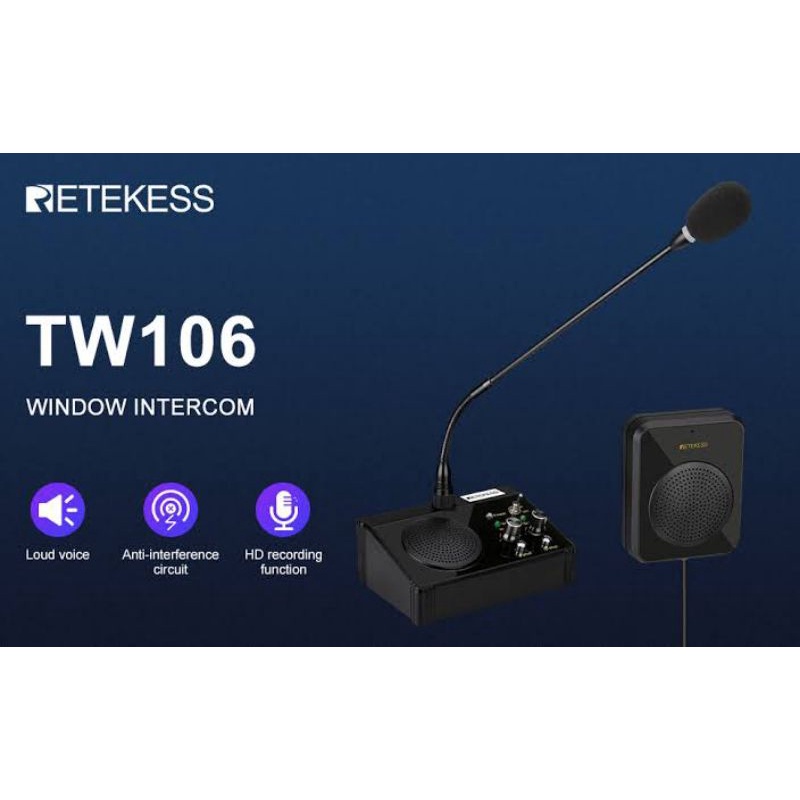Window Intercom Retekess TW 106 อินเตอร์คอมแบบตั๋งโต๊ะไม่ต้องเดินสาย เสียบปลั๊กใช้งานได้เลย