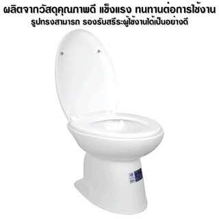 โถส้วม ตักราด จัมโบ้ สุขภัณฑ์ หน้ายาว นั่งราบ ราดน้ำ รุ่น FH 3152 ฝาซอฟต์ Soft close Blue diamond