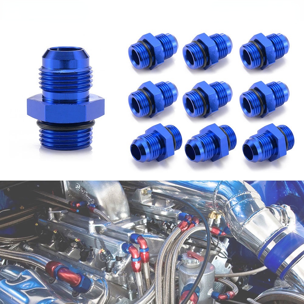 10PCS ชายตรง Flare AN8 ถึง AN8 ด้ายการใช้ Fitting อะแดปเตอร์ท่อ Fitting อลูมิเนียมเปลือย