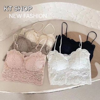 👙เสื้อครอปสายเดี่ยวลูกไม้นิ่ม​ ​ สายเดี่ยวสปอร์ต​บรา​มีฟองน้ำเสริมทรง​ ​ โทนสีพื้น​ งานลูกไม้เนื้อนิ่ม​ ยืดหยุ่นตามตัว