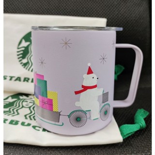 Starbucks Mug Stainless Santa Bear and Friend 12 Oz. MiiR แท้