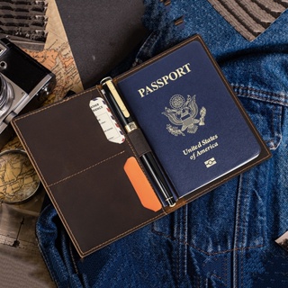 CONTACT&amp;#39;S Passport Cover Card Holder Men Genuine Leather Slim Passport Organizer With Pen Slot Travel Wallet Documen