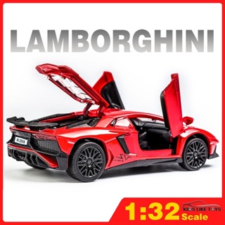 Scale 1/32 lamborghini LP750-4 ประตูเอฟเฟกต์เสียงและแสงสามารถเปิดได้โมเดลรถโลหะผสม diecast ของเล่น โมเดล ของเล่นเด็กชาย ของเล่นเด็กโต ของเล่นเด