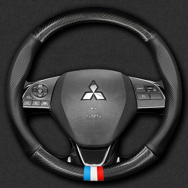 Mitsubishi ปลอกพวงมาลัย ปลอกหุ้มพวงมาลัย หนังคาร์บอนไฟเบอร์ carbon fiber leather steering wheel cover Mitsubishi Attrage Mirage Triton Xpander Pajero