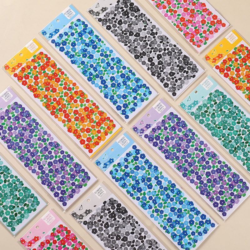 สติกเกอร์การ์ด GK0130 ลายดอกไม้ ใบไม้สีเขียว