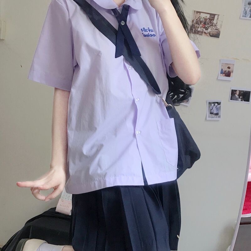 Thai school uniform summer short-sleeved female Thai drama Girl from Nowhere Nanno pleated skirt JK uniform COS clothing #5