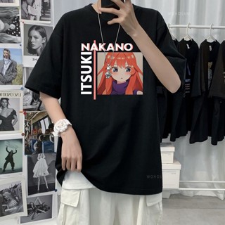  เสื้อยืดคอกลมแขนสั้นแฟชั่น แฟชั่น Anime The Quintessential Quintuplets Kawaii Miku Nakano Graphic T-shirt Sweet Style C