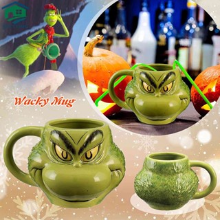 3d Grinch Face Big Belly Cup เรซิ่นแกะสลักแก้วกาแฟงานฝีมือ Drinkware Supplies