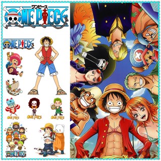 แผ่น 1 แผ่น ❣️ สติกเกอร์รอยสักชั่วคราว ลายอนิเมะ One Piece ❣️ ลูฟี่ชอปเปอร์โซโรรอยสักกันน้ําสําหรับแขนเซ็กซี่ไหปลาร้าร่างกายศิลปะมือเท้า