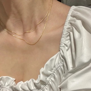 สร้อยคอโซ่เหล็กไทเทเนียม ทอง 18K ไม่จางง่าย