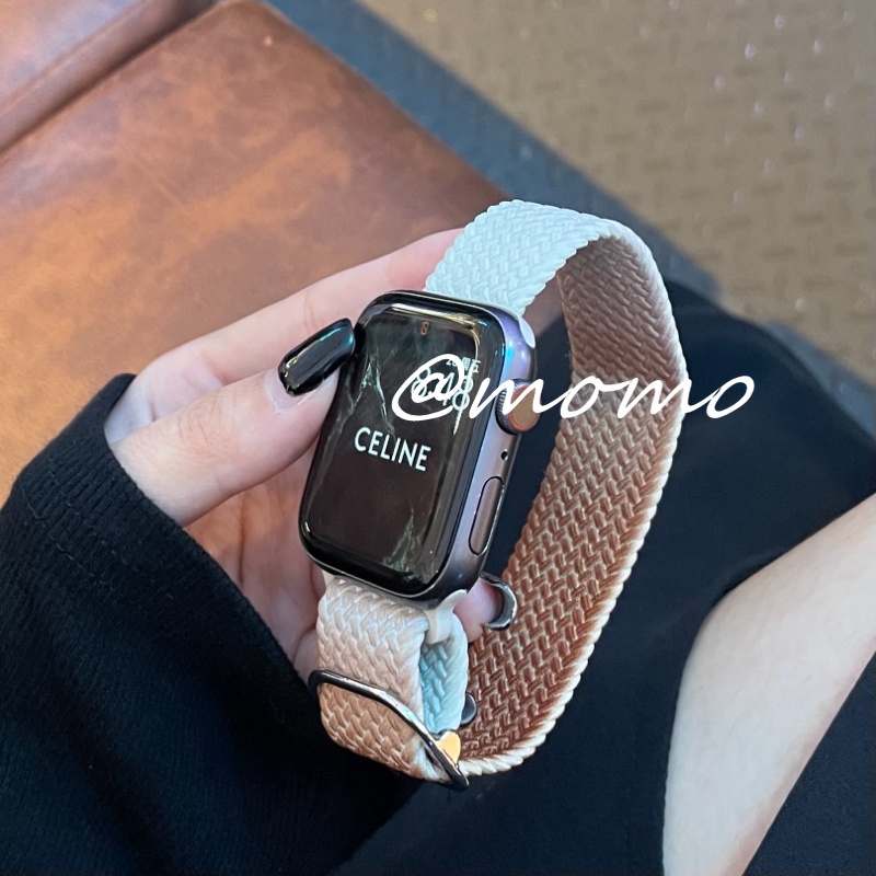 สายนาฬิกาข้อมือไนล่อนถัก ไล่โทนสี ปรับได้ สําหรับ Apple Watch iWarch Ultra Series 7 8 49 มม. 45 มม. 41 มม. 44 มม. 40 มม. 42 มม.