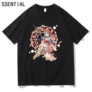 ㏘㏂※เสื้อยืดแขนสั้น ผ้าฝ้าย พิมพ์ลายอนิเมะ Sword Art Online Asuna Yuuki แฟชั่นฤดูร้อน สําหรับผู้ชาย และผู้หญิง