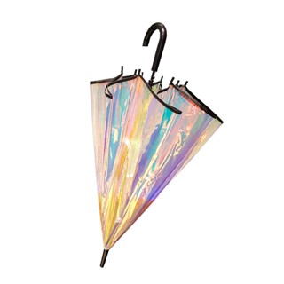 Colorful Rainbow Umbrella Transparent Color Changing Long Handle Umbrella Rain Women&amp;#39;s Big Umbrellas Parapluie Girl