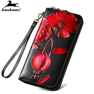 Genuine Leather Wallet Women Clutch 3D Flower Wallets Female Purse Long Zipper Portfel Damski Portfele monedero mujer 20