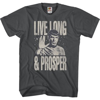 Live Long and Prosper Star Trek T-Shirt เสื้อยืดสีพื้น เสื้อยืดถูกๆ เสื้อยืดชาย เสื้อผ้าแฟชั่น เสื้อยืด