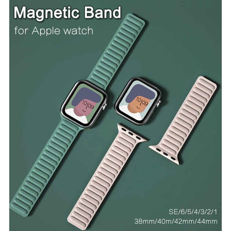 สายนาฬิกาข้อมือซิลิโคน แม่เหล็ก สําหรับ iWatch band 49 มม. 44 มม. 40 มม. 41 มม. iWatch series 8 ultra 7 6 SE 5 4 3 2 1 Sport Rubber bracelet 45 มม. 42 มม. 38 มม.