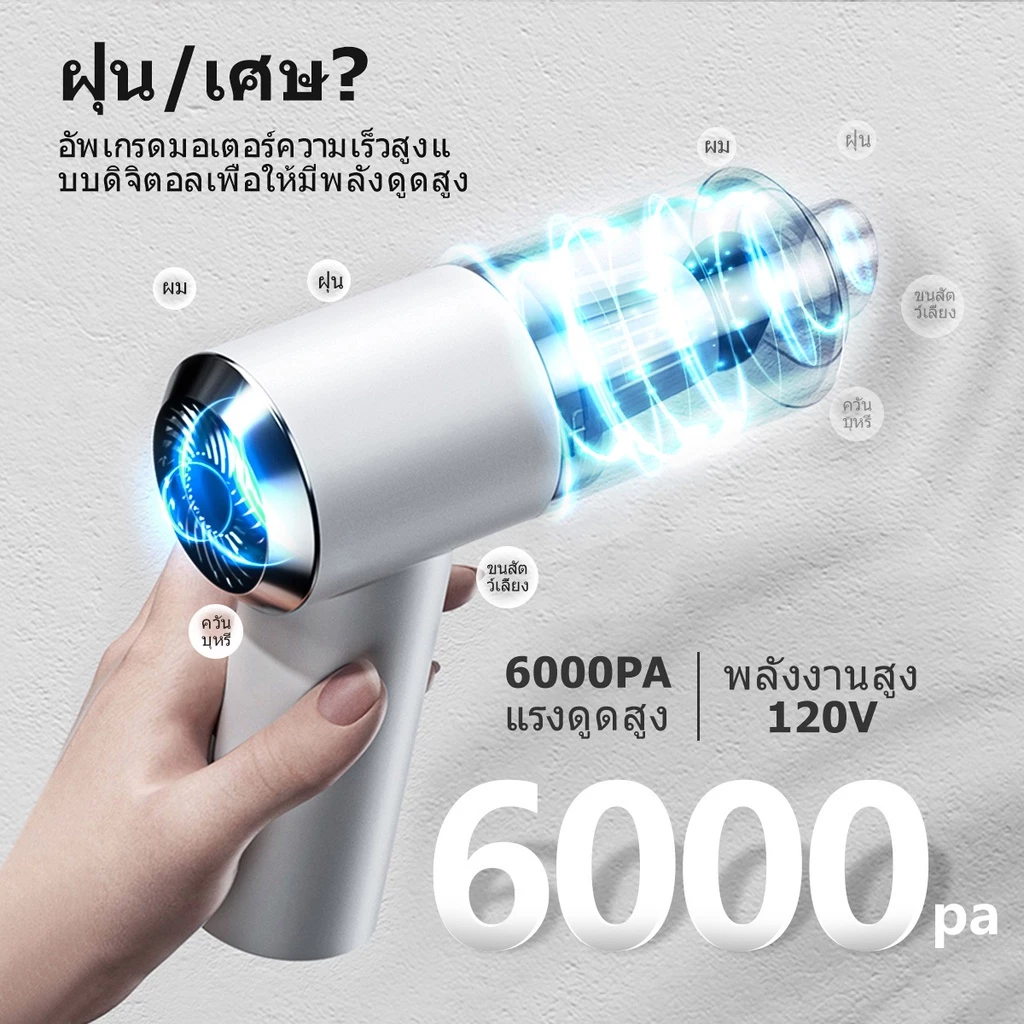 เครื่องดูดฝุ่นพกพาไร้สาย 20000Pa สำหรับรถยนต์