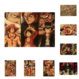 โปสเตอร์กระดาษคราฟท์ ลายอนิเมะ One Piece Legacy of the Three Brothers Luffy Ace Sabo สไตล์วินเทจ ขนาด 35x50 ซม. สําหรับตกแต่งผนัง หอพัก