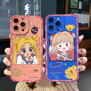 เคสโทรศัพท์มือถือ ขอบสี่เหลี่ยม ป้องกันเต็มเลนส์ ลายการ์ตูนเซเลอร์มูนน่ารัก สําหรับ VIVO Y16 Y35 Y30 5G Y55 Y75 Y11 Y12i Y22S Y22 4G