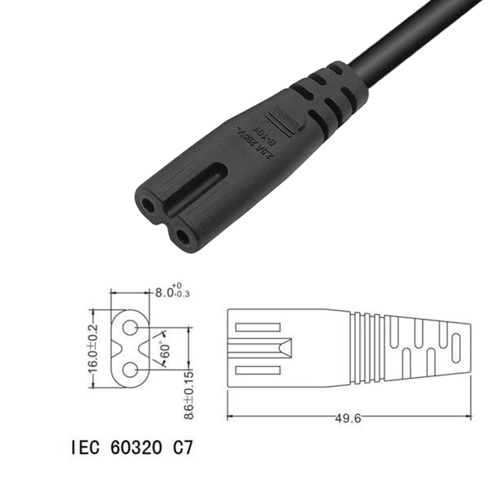 สายไฟ AC ต่อยาวแบบ 2Pin ยาว 1.5m C8 Plug to C7 Male to Female Extension Power Supply Black Color