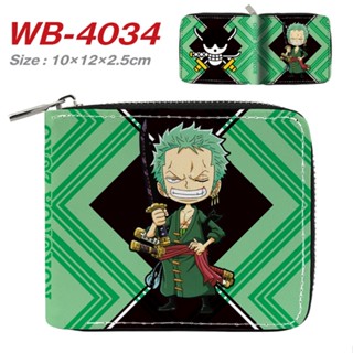 กระเป๋าสตางค์ หนัง PU ใบสั้น ลายการ์ตูน One Piece Roronoa Zoro เรียบง่าย ใส่เหรียญได้ ของขวัญ สําหรับเด็กนักเรียนผู้ชาย และเด็กผู้หญิง