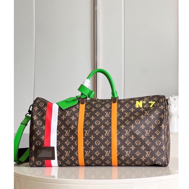 พรี​ ราคา10100 Louis Vuitton Keepall กระเป๋าเดินทาง กระเป๋าถือ หนังแท้ กระเป๋าแฟชั่น กระเ sizel 45-50-55cm