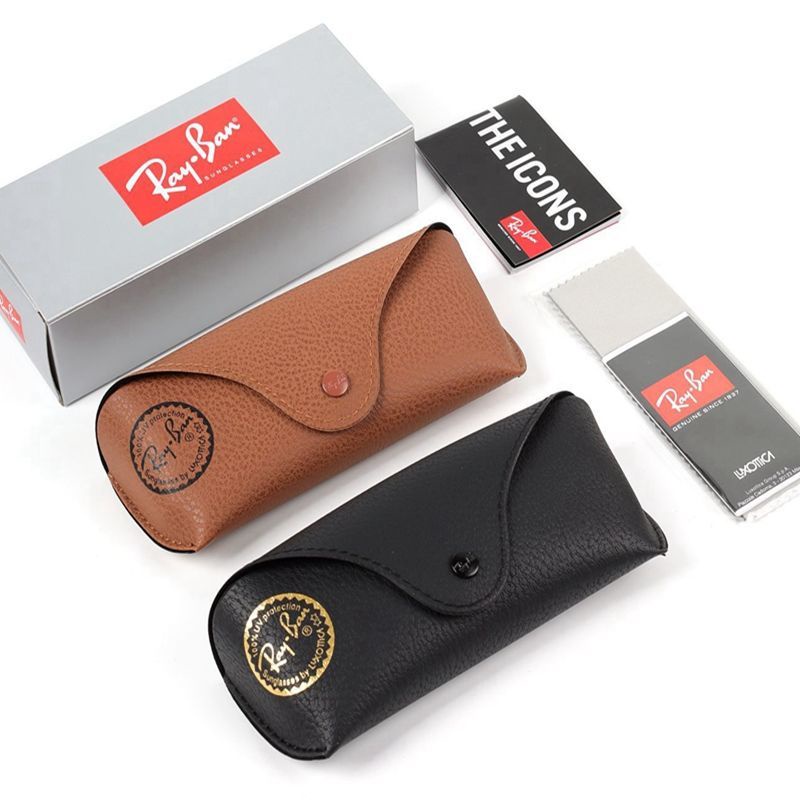[กล่องพกพา] [ไม่รวม] Ray-Ban High-End Sun Box RayBan Box Portable Storage Compression-Resistant Universal Flat Leather Box