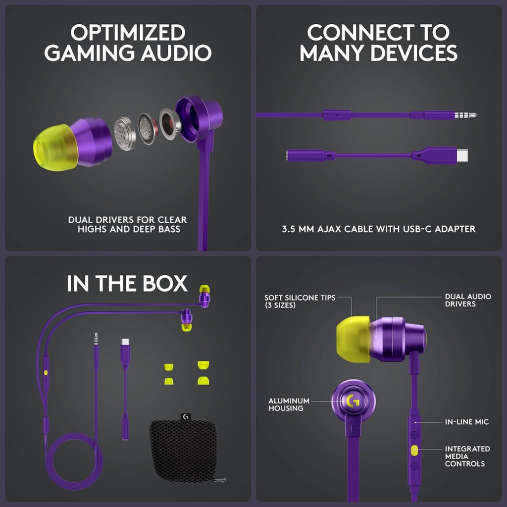 🛵มีส่งด่วน💨 LOGITECH G333 หูฟังเกมมิ่ง GAMING EARPHONES WITH MIC AND DUAL DRIVERS รับประกันศูนย์ไทย 2 ปี