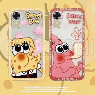 เคสโทรศัพท์มือถือ ซิลิโคนนิ่ม ลายการ์ตูน SpongeBob และ Patrick Star สีโปร่งใส สําหรับ OPPO A77s A17k A57 A77 5G A96 A76 A17k A55