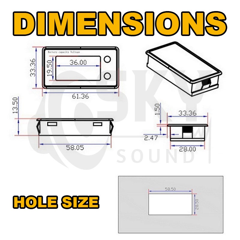 SKYSOUND ไฟแสดงระดับแบต DC 8V-80V LCD วัดแบตลำโพงdiy ไฟสถานะแบต ไฟแสดงสถานะแบต วัดโวลท์21v ตัววัดโวลท์แบต - รูปที่ 6