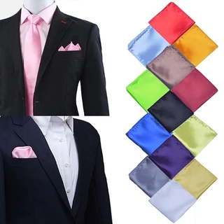 ผ้าเช็คหน้า Satin Handkerchief For Men Candy Color Mens Suits Pocket Square Business Chest Towel Hanky Suit Napkin Solid