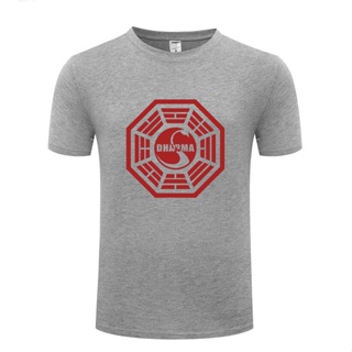 เสื้อยืดแขนสั้น ผ้าฝ้าย พิมพ์ลายโลโก้ US TV Lost Dharma Initiative Swan สไตล์สตรีท สําหรับผู้ชาย