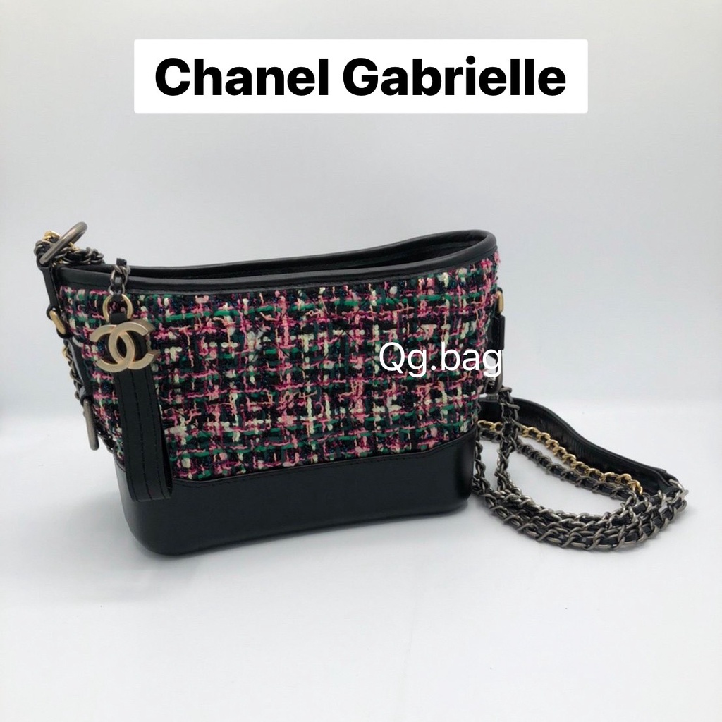 Chanel Gabrielle black limited Small 8 นิ้ว ชาแนล กาเบรียล กระเป๋าสะพายหนังแท้ แบรนด์เนมมือสอง crossbody bag