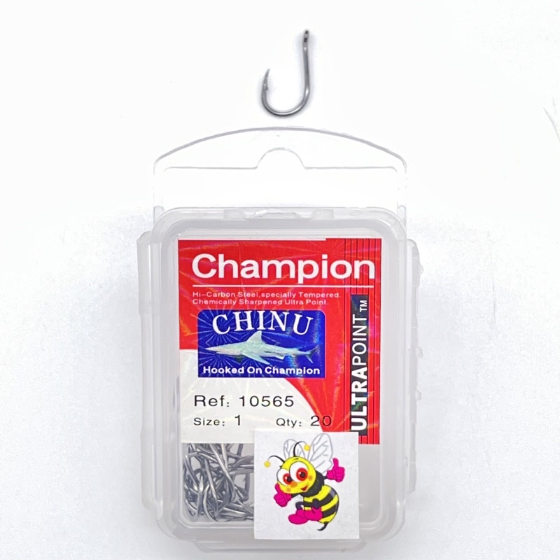 เบ็ดกล่องแชมเปี้ยน ตัวเบ็ดแชมเปี้ยน ทรงชินุ CHAMPION CHINU ULTRAPOINT ตูดรู ตูดห่วง 20 ตัว (แท้ 100%