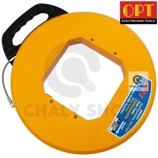 "OPT" BW0545 ฟิชเทปหุ้ม ฟิชเทปพร้อมตลับ (FISH TAPE) ลวดนำสายไฟ ความยาว 45 เมตร