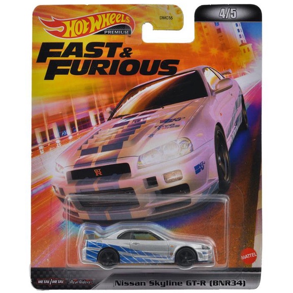 รถเหล็ก HOTWHEELS PREMIUM Retro Entertainment The Fast and the Furious Nissan Skyline GT-R (BNR34) (